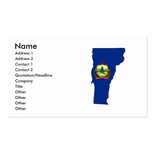 Vermont Flag Map Business Card Template (front side)