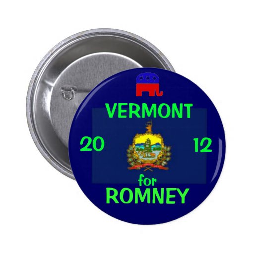 Vermont for Romney 2012 Pinback Buttons