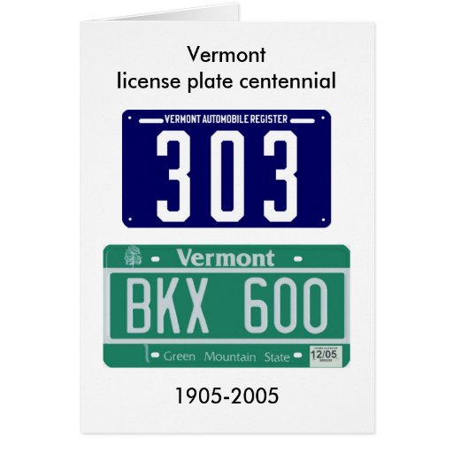 Vermont license plate centennial greeting cards