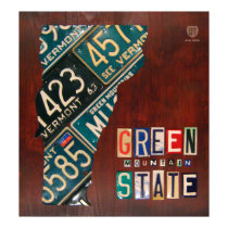 Vermont License Plate Map Print posters