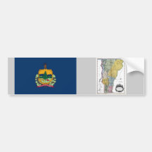 Vermont Map and State Flag Bumper Sticker