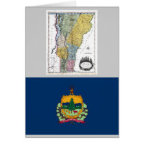Vermont Map and State Flag Card