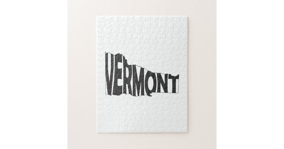 Vermont State Name Word Art Black Jigsaw Puzzle Zazzle