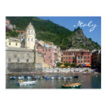 vernazza italy boats post card