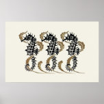 Verneuil Art Nouveau Seahorse Poster Print