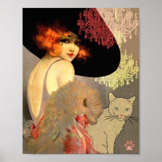 Veronica Cat and Chandelier Poster or Print