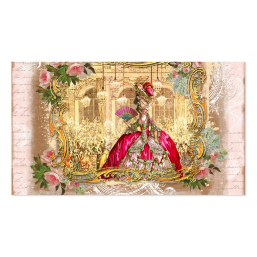 versailles marie golden framing roses pink second business card