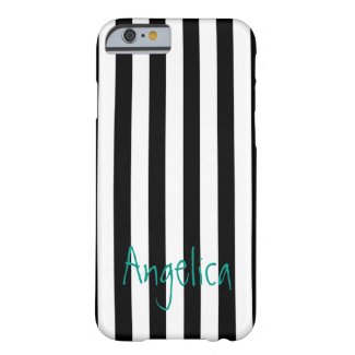 Vertical Striped Custom Black & White with Teal