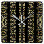 Vertical Stripes Tribal Print Square Wall Clock