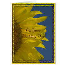 Vertical Sunflower Wedding Day Card