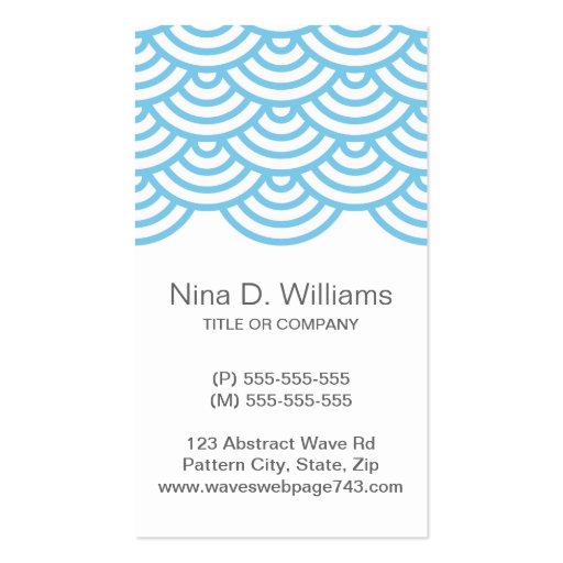 Vertical trendy light blue Japanese wave pattern Business Card Templates (front side)