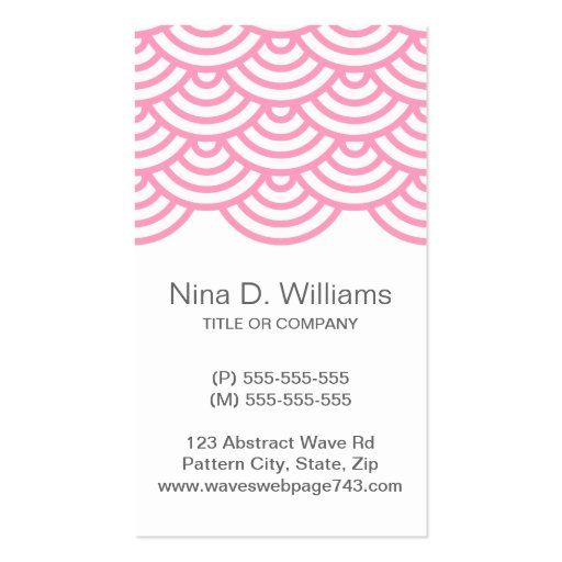 Vertical trendy pink Japanese wave pattern Business Card (front side)