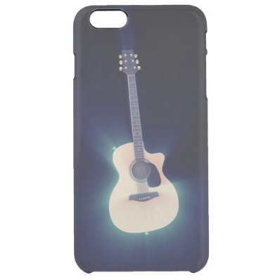 Very Cool Art Blue Glowing Guitar Clear iPhone 6 Plus Case