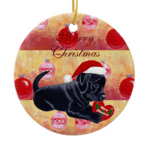 Very Cute  Black Labrador Puppy Christmas Christmas Ornaments