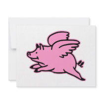 Very Cute Flying Pink Pig invitations by Mustang_Lady Very Cute Flying Pink Pig invitations