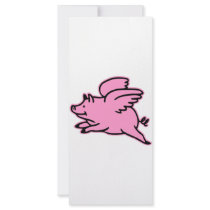 Very Cute Flying Pink Pig Rack Cards