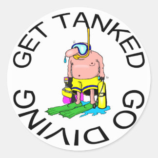 Very Funny SCUBA Diving Round Stickers