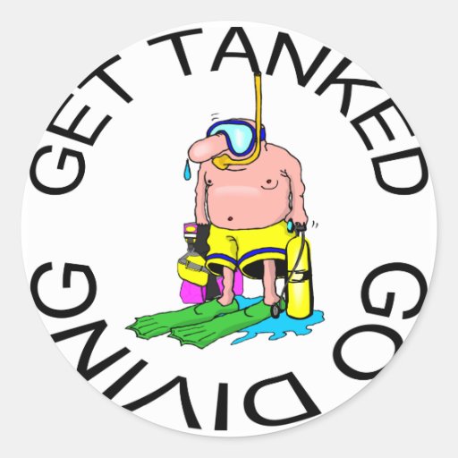 Very Funny SCUBA Diving Round Stickers Zazzle