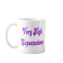 Very High Expectations Purple mugs by sayingsentral Very High Expectations Purple mugs