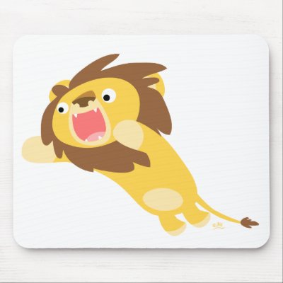 Very Hungry Cartoon Lion mousepad by Lioness_Graphics