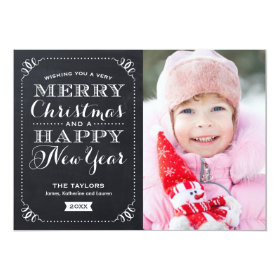 Very Merry Christmas Chalkboard Holiday Photo Card 5