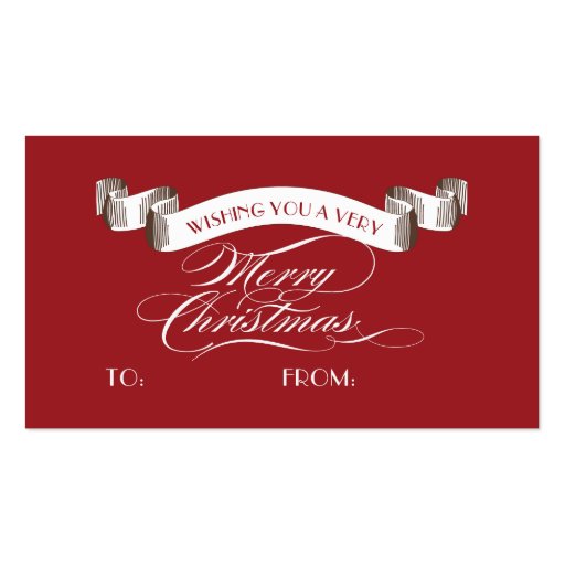 Very Merry Christmas Label - Holiday Gift Tag Business Card Template (front side)