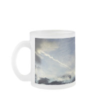 Very nice double traces of airplane in the morning mugs