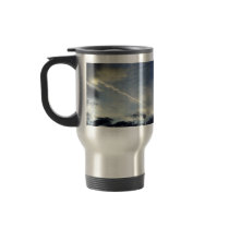 Very nice double traces of airplane in the morning mug