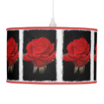 Very Red Rose x 7 on White Hanging Pendant Lamp