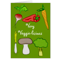 Very Veggie Vegetables Broccoli Radish Carrot Art Greeting Card