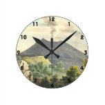 Vesuvius Active Volcano 1832 Naples Italy Round Wallclocks at Zazzle