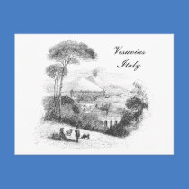 Vesuvius volcano and Naples vintage Postcard