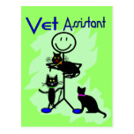 Vet Assistant Stick Person With Black Cats Post Card