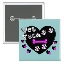 Vet Tech BLACK AND WHITE HEARTS Pinback Button