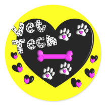 Vet Tech BLACK AND WHITE HEARTS Sticker