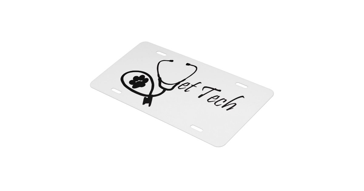 vet tech license plate Zazzle