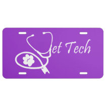vet tech license plate license plate at Zazzle