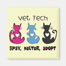 Vet Tech SPAY NEUTER ADOPT Black Cats Design Refrigerator Magnet