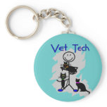 Vet Tech Stick Person With Black Cats Key Chains
