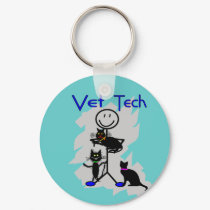 Vet Tech Stick Person With Black Cats keychains by gailg1957 Vet Tech Stick Person With Black Cats keychains