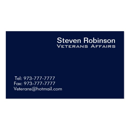 Veterans Affairs Business Cards (back side)