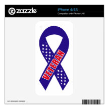 Veterans Blue Stars Ribbon Support the Troops Skins For iPhone 4