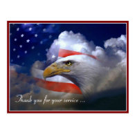 Veterans Day American Flag and Eagle Postcard 