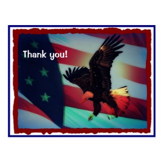 Veterans Day American Flag and Eagle Postcard