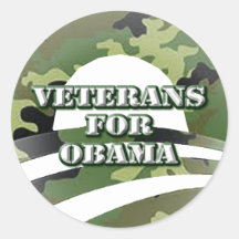 Veterans for Obama Round Stickers