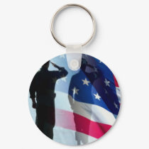 Veterans Salute the flag Key Ring keychains