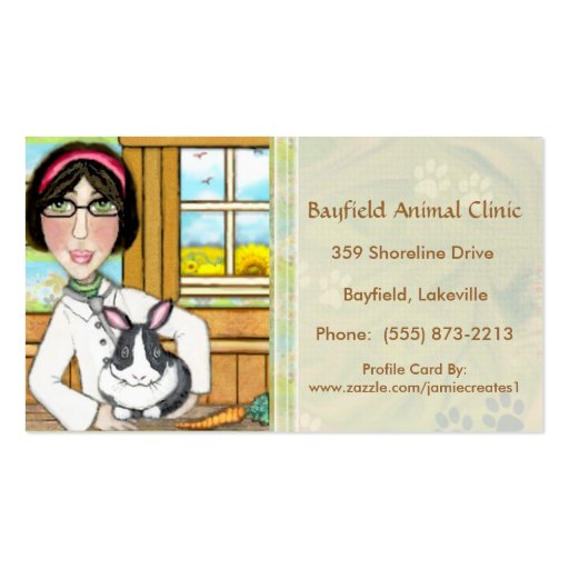 Veterinarian & Bunny Rabbit Business Cards (back side)