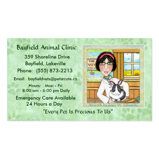 Veterinarian & Bunny Rabbit Business Cards (front side)