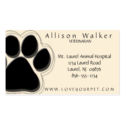 Veterinarian Business Card Black (front side)