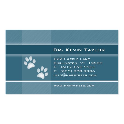 Veterinarian Business Card Denim Blue Paws (front side)